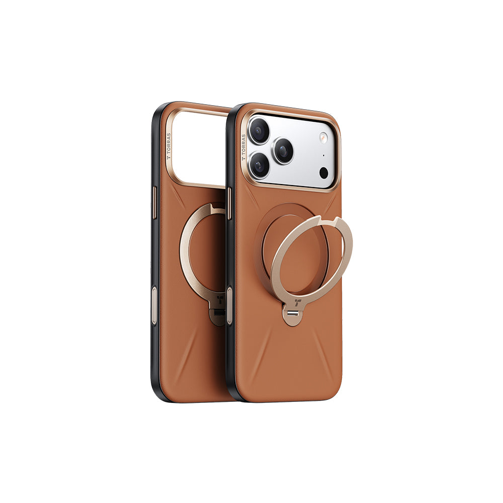 Ostand Spin VegSkin Magnetic 相機按鍵旋轉支架皮革防摔手機殼 iPhone 17系列