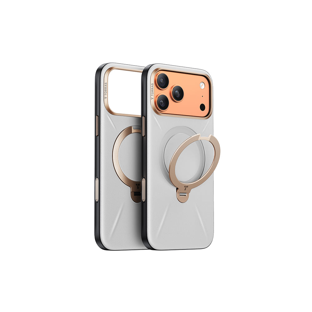 Ostand Spin VegSkin Magnetic 相機按鍵旋轉支架皮革防摔手機殼 iPhone 17系列