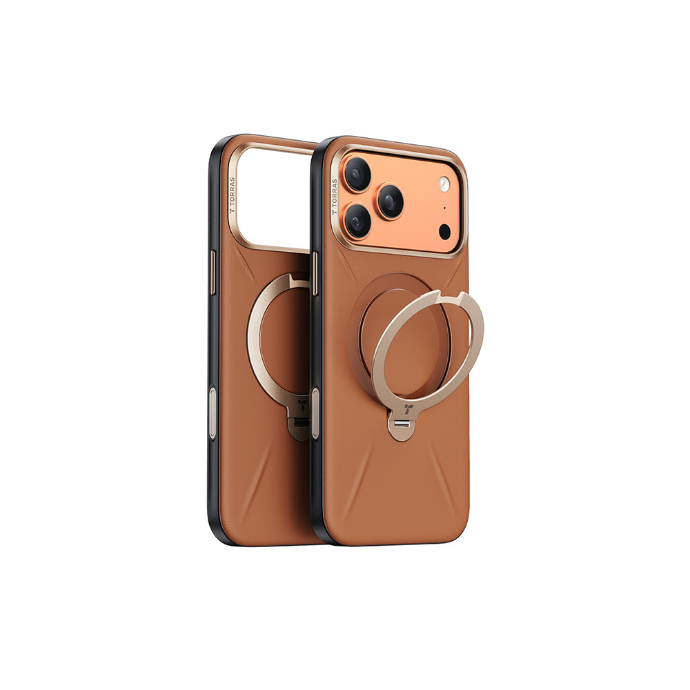 Ostand Spin VegSkin Magnetic 相機按鍵旋轉支架皮革防摔手機殼 iPhone 17系列