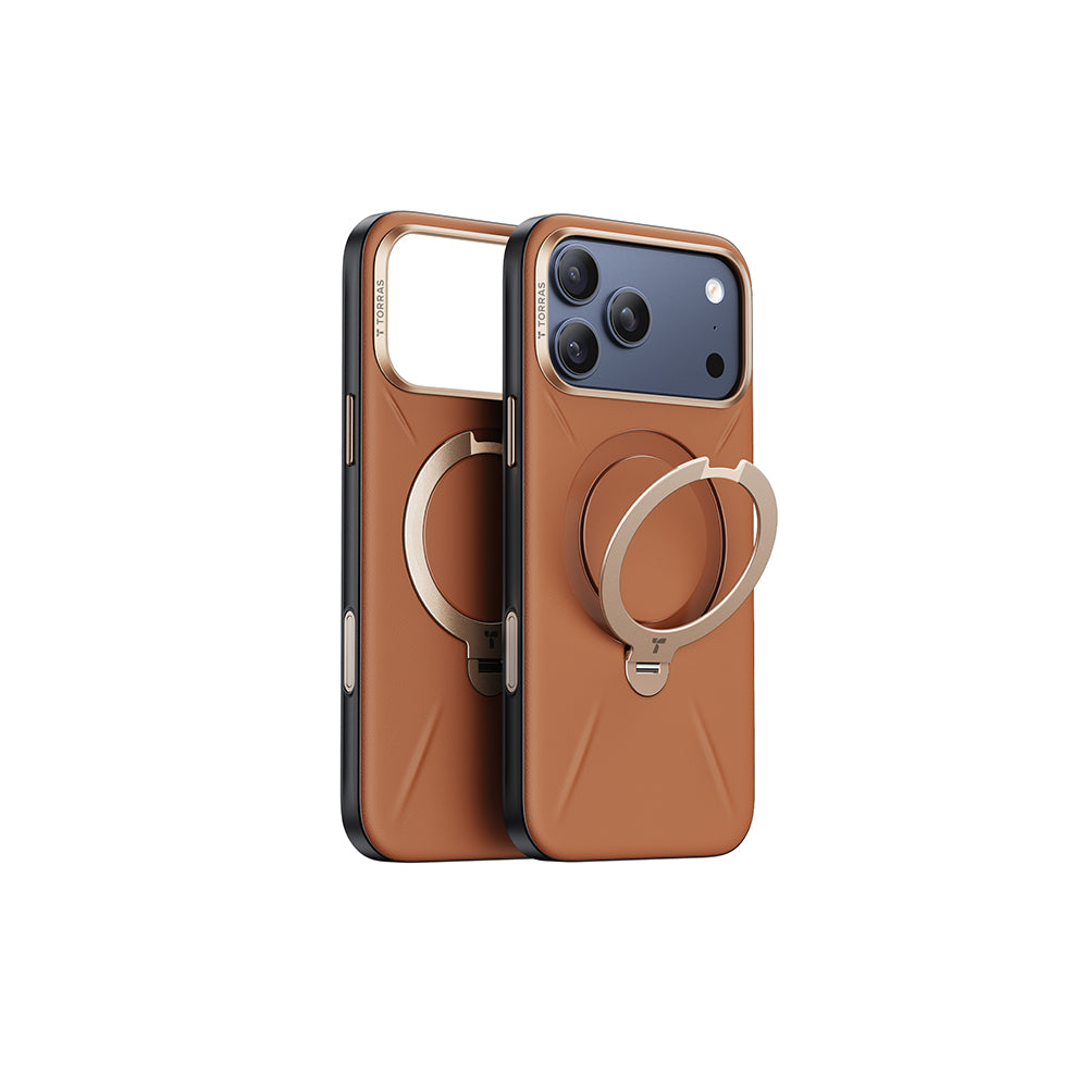 Ostand Spin VegSkin Magnetic 相機按鍵旋轉支架皮革防摔手機殼 iPhone 17系列